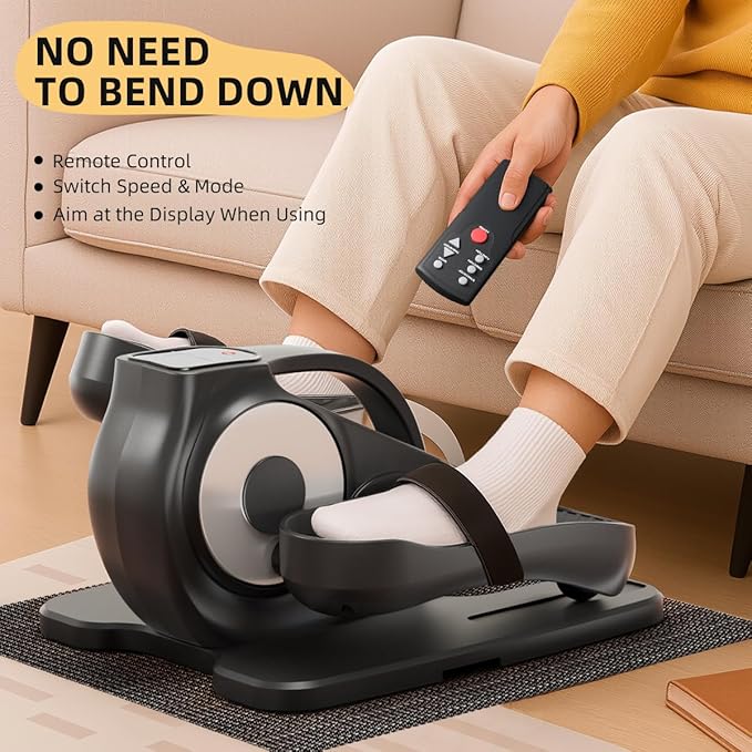 Under Desk Elliptical Machine, Electric Ellipse Leg Exerciser with Remote,Suitable for Leg Exercises for Elderly People ，12 Auto Modes &12 Adjustable Quiet