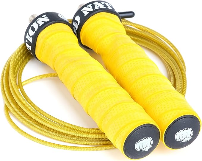 WOD Nation Attack Speed Jump Rope : Adjustable Jumping Ropes : Unique Two Cable Skipping Workout System : One Thick and One Light 11 Foot Cable : Perfect for Double Unders : Men and Women