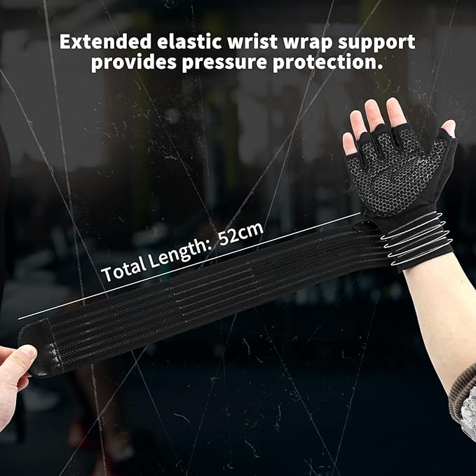 NewDoar Workout Gloves with Wrist Wrap Support Fingerless Gloves Weight Lifting Gloves for Fitness Exercise Weightlifting for Men Women Gym Accessories