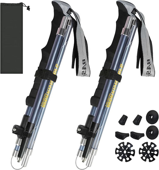 Trekking Poles Collapsible Hiking Poles for Men Women Upgraded Thickened Aircraft-Grade Aluminum Alloy Trekking Sticks with Tip Kits Carrying Bag
