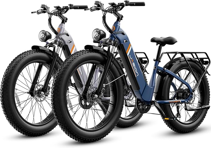 Jasion Thunder Electric Bike, 1500W Peak Motor, 30+MPH Max Speed & 80 Miles with 486Wh Removable Battery, APP Control Ebike for Adults, Hydraulic Brakes, Front Suspension, 26'' x 4'' Fat Tire Bicycles