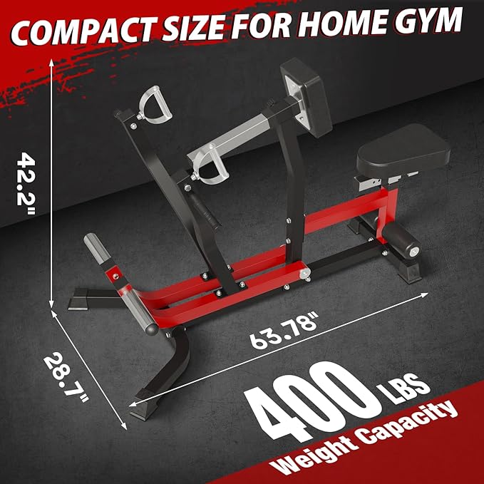 Seated Row Machine, Back Machine Gym Equipment Plate Loaded, Adjustable LAT Machine with Independent Arms & Multi Grip Positions, 400LBS Capacity