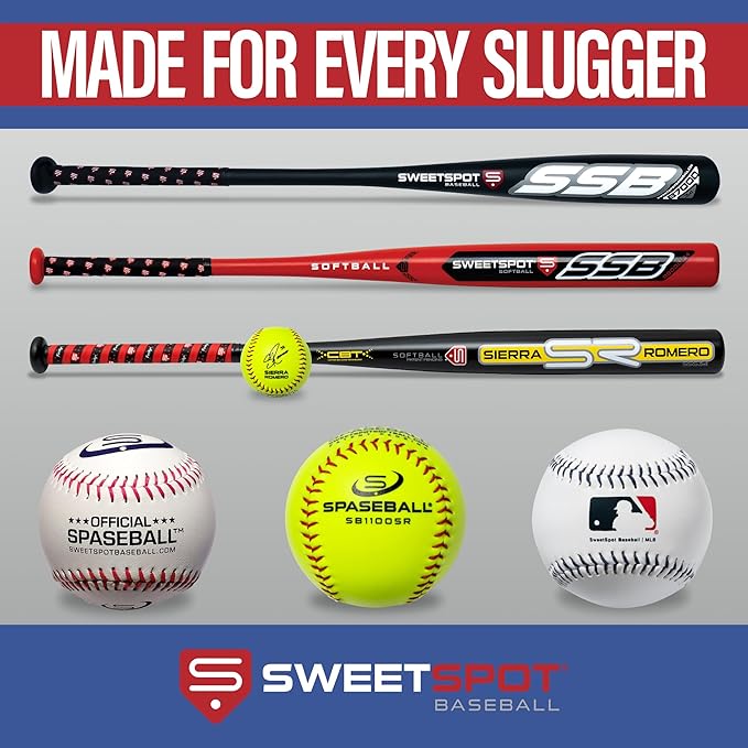 SweetSpot Senior 34 | Plastic Bat and Ball Combo Set | 34” Length | Backyard Baseball Set for Youth, Kids, Teens, and Adults