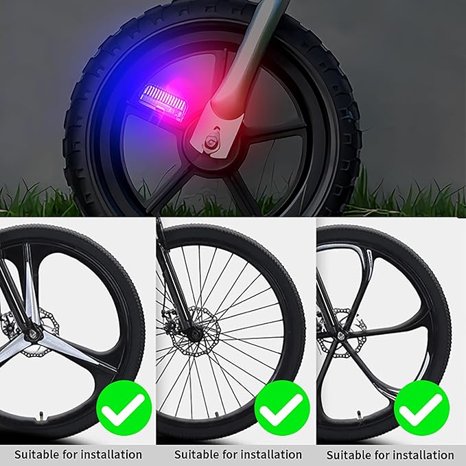 Bike Wheel Lights Rechargeable(2pack), Bike Spoke Lights Weatherproof, Adults Kids Bike Lights for Wheels 7-Color Variable, Motion Sensor,Fit All Wheel Sizes of Bike,Toddler Balance Bicycle, E-Bike