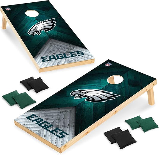 Wild Sports NFL Football 2' x 4' Regulation Size Solid Wood Cornhole Set with Direct Print HD Team Graphics Great Gift for Any Football Fan! Bean Bag Toss Family Outdoor Game