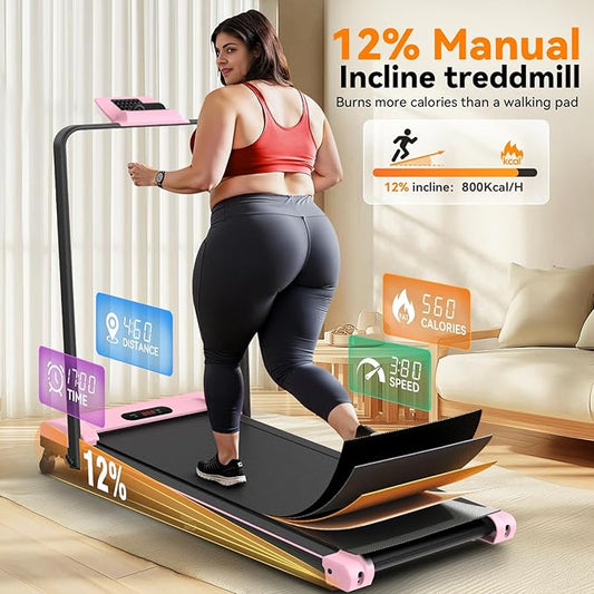 ANCHEER 4 in 1 Under Desk Treadmill with Incline - 2s Folding/Max 300 lb Capacity Walking Pad - Compact Electric Treadmill for Home, Gym, or Office with LED Touch Screen and Remote Control