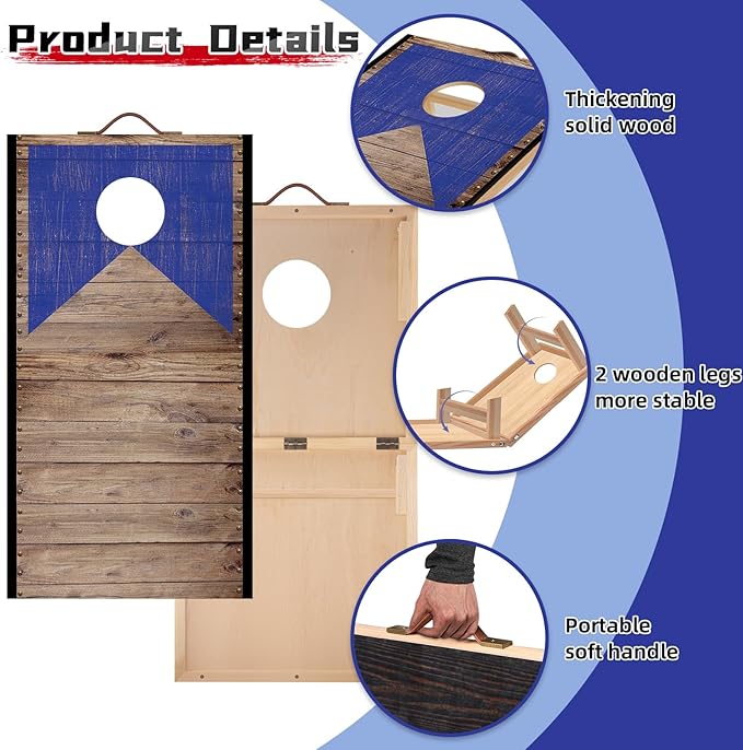 Portable Cornhole Board Set with Bean Bags 2 ft x 1 ft or 3 ft x2 ft or 10.16 * 5.04 Inch Foldable Corn Hole Games for Adults and Kids Indoor or Outdoor Corn Hole Toss Games Backyard Tarvel