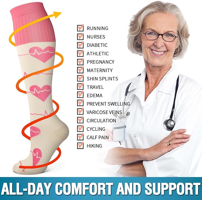 6 Pack Copper Compression Socks for Women and Men Circulation-Best Support for Medical, Running,Nursing,Athletic