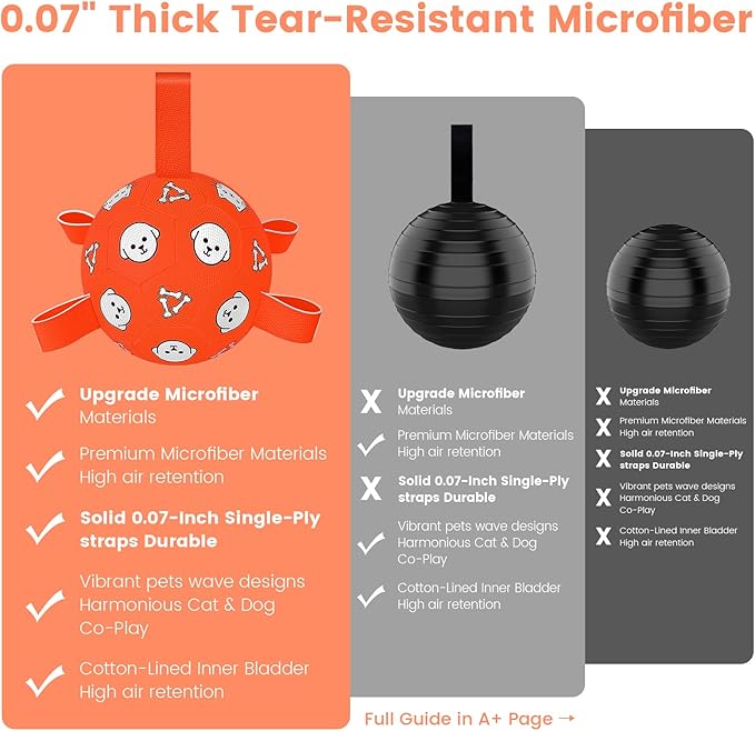 Dog Soccer Ball, Durable Dog Soccer Ball with Straps, Outdoor Puppy Toys for Small Medium Dogs, 6 Inch