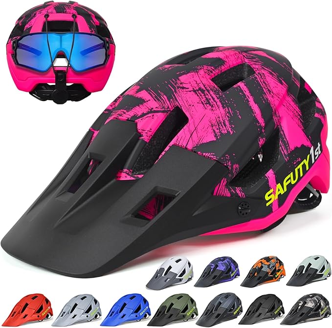 Mountain Bike Helmet for Adults & Youth Lightweight Impact-Resistant with Adjustable Dial & Removable Visor Unisex Helmet for Mountain Biking Bicycle Clcying
