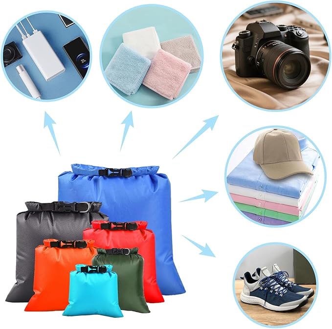 6PCS Dry Bags Waterproof, Lightweight Dry Bags for Kayaking Waterproof，Outdoor Waterproof Bag for Kayaking Hiking Boating Camping