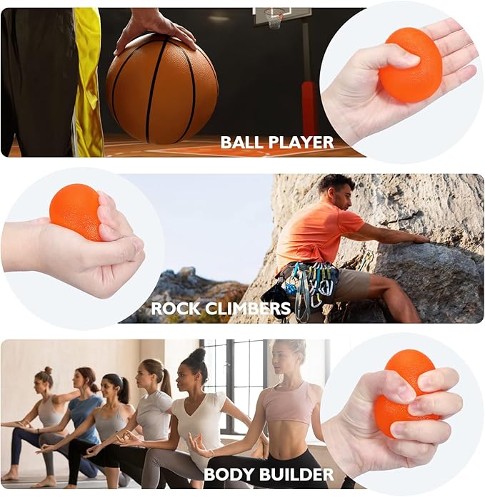 Peradix Hand Grip Strength Trainer, Stress Relief Ball, Wrist Rehab Therapy Hand Grip Equipment Ball Squishy Tools - Set of 3 Finger Resistance Exercise Squeezer
