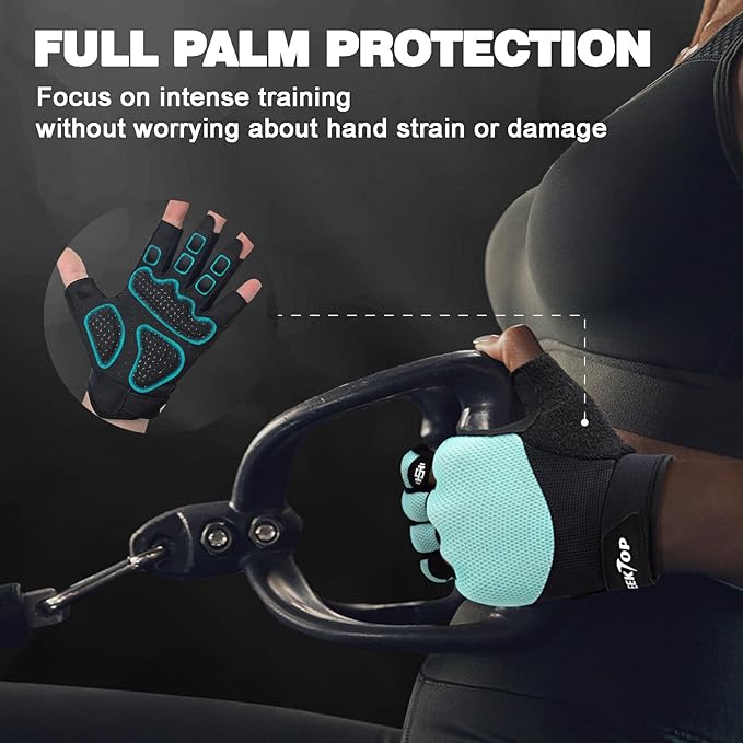 Seektop Breathable Workout Gloves for Women & Men, Thick Padded Weight Lifting Gloves, Full Palm Protection, Excellent Grip for Gym Fitness and Training, Exercise, Cycling