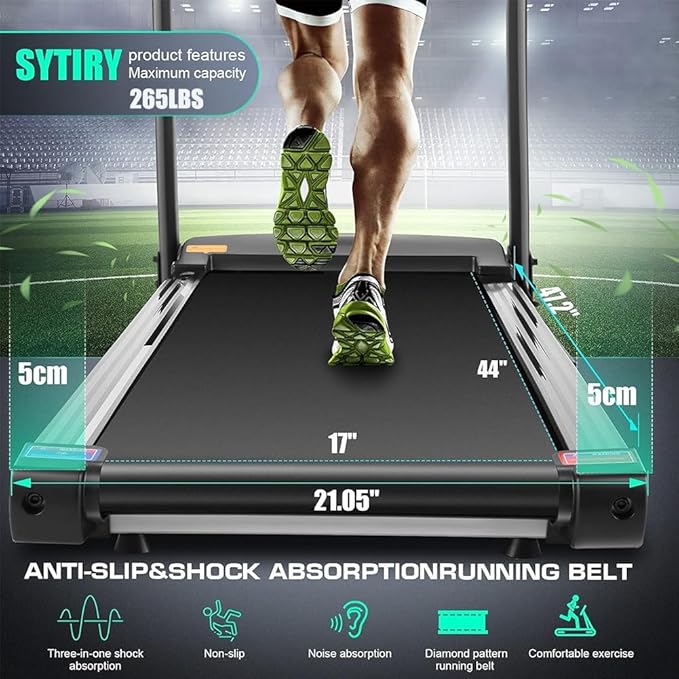 SYTIRY Treadmills for Home with TV Screen and WiFi,Smart Foldable Treadmill Machine,3D Virtual Sports Scene,HiFi Speakers,Popular APP for Social Networking,Video,and Search,Walking Treadmill