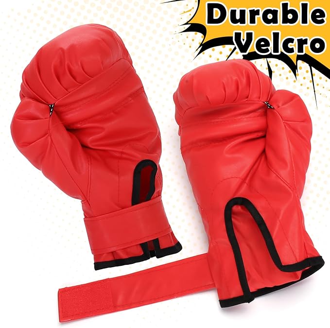 Boxing Gloves, 2 Pairs Boxing Gloves for Beginners and Children, Training & Sparring Kick Boxing Glove Training Glove Set Punching Bag Mitts, Black+Red