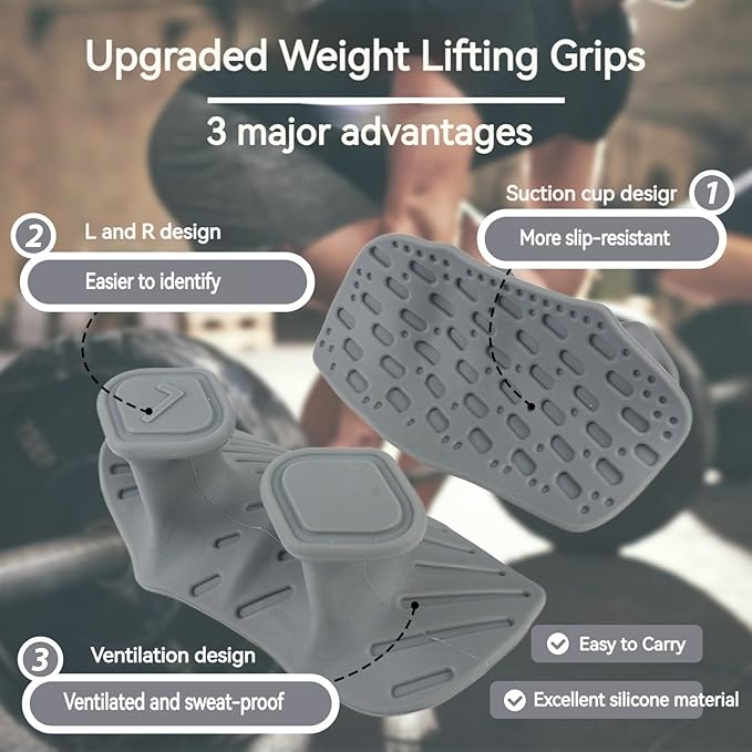Upgraded Weight Lifting Grips for Women & Men - Extra Large & Thick Non-Slip Gym Grips with Cooling Towel, Ergonomic Workout Gloves for Pull-Ups, Dumbbell Exercises