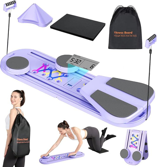 Pilates Board - Pilates Reformer Set, Portable and Foldable Pilates Board for Home Workout, Multifunctional Pilates Board for Women, Pilates Reformer Machine for Home Exercise