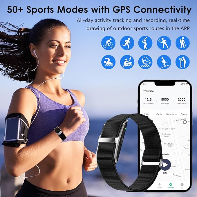 Smart Health Wristband, Wearable Activity & Fitness Tracker 24/7 Heart Rate Blood Oxygen Blood Pressure Temp Monitor Sleep Calorie Tracker 50+ Sport Modes Waterproof Health Tracker for Women Men
