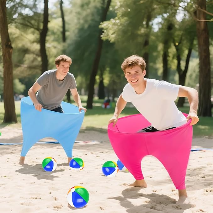 Granny Pants Yard Game Freaky Party Games Pants with Bouncy Balls and Air Pump Oversized Granny Pants Outdoor Game for Adults and Family Interactive Throwing Game for Group Gatherings