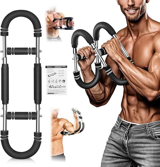 Twister Arm Trainer, Adjustable Spring Chest Expander and Forearm Strengthener, Triceps, Biceps, Shoulder, Back & Thigh Workout bar Equipment, Portable Upper Body Exerciser for Home Fitness