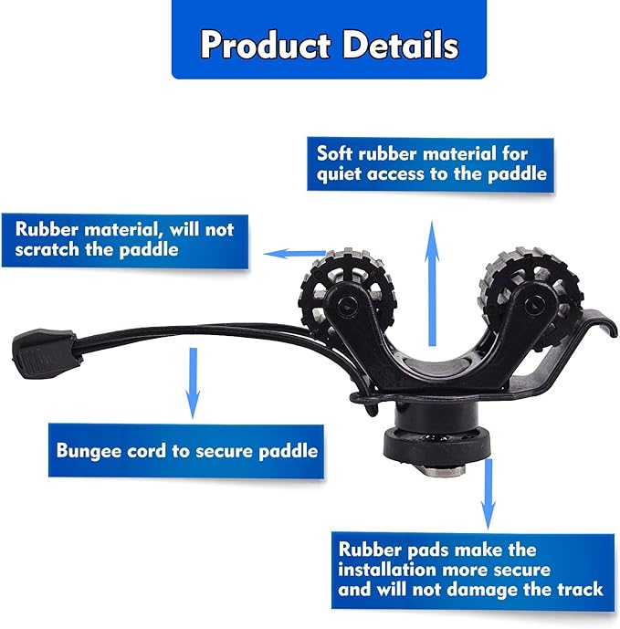 1005 2 PCS Kayak Paddle Holder with Rubber Ring Rollers Fits Various Shaft Diameters for Holding Paddle, Rod, Net and More – Improved Compatibility for Fishing Kayaks