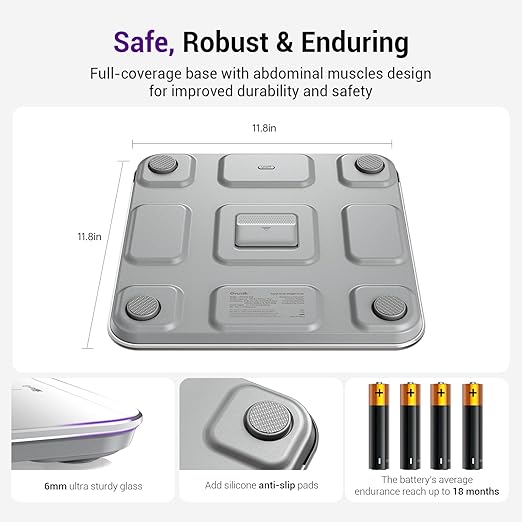 Ovutek Scale for Body Weight, Highly Accurate 450lb Digital Bathroom Scales for People, Automatic Weighing Machine for Baby, Pet, Light Items, Large LED, Sturdy and Durable Base, White