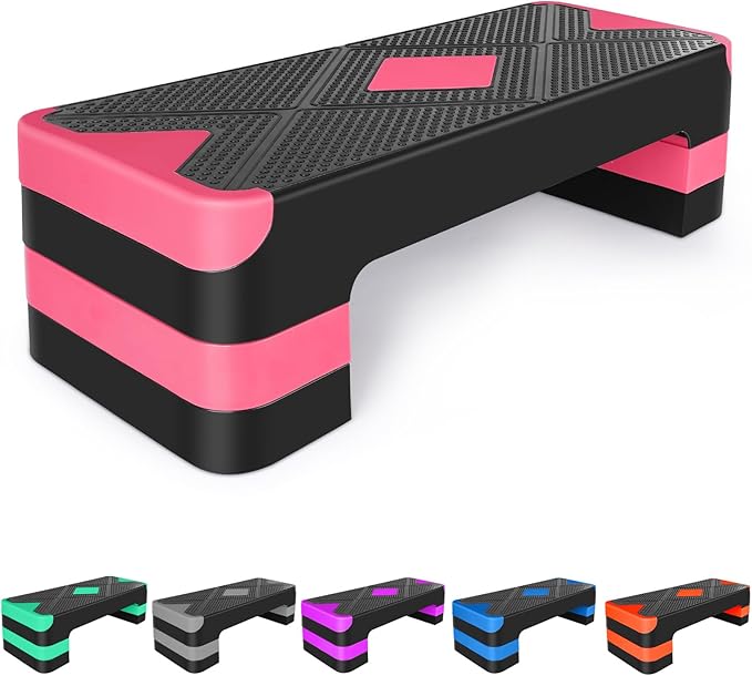 Exercise Workout Aerobic Step Platform Trainer, 27" Aerobic Stepper with 4"-6"-8" Adjustable Height Risers