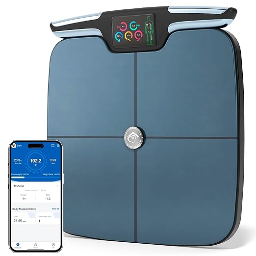 Premium Smart Digital Body Weight Scale FSA or HSA elegible - 8 Electrodes – 56+Metrics -Rechargeable- WiFi & Bluetooth - Full Body Analysis -Track Body Fat, Muscle Mass, Fat Percentage, Sleek Design