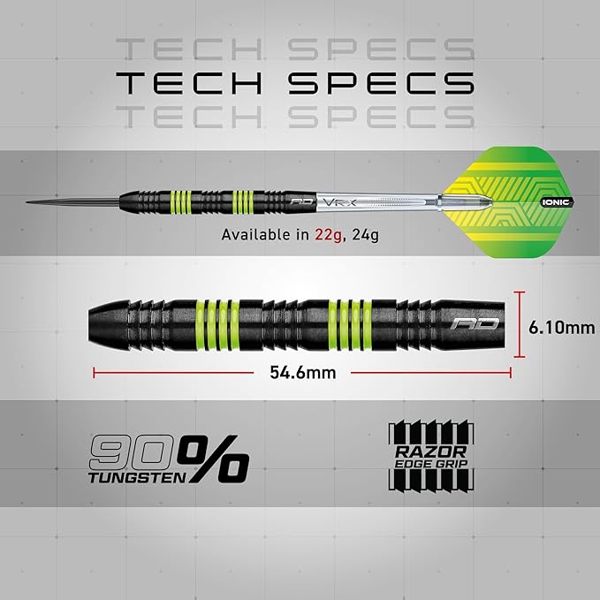 Red Dragon Freestyle 90% Tungsten Steel Darts with Flights and Stems