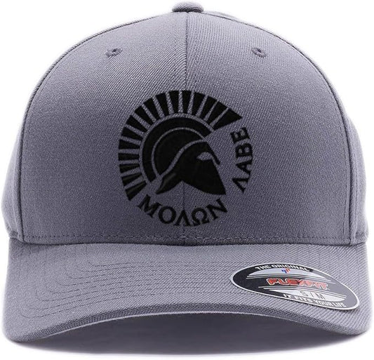 Spartan Warrior Helmet Molon Labe - Come and Take It Custom Embroidered Flex Fitted Baseball Hat
