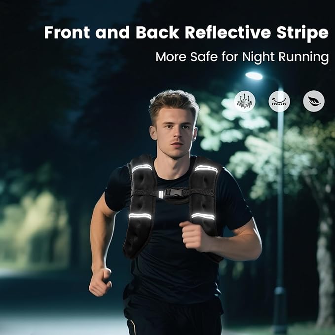 Weighted Vest for Woman Men,6lb/8lb/12lb/16lb/20Lb/25lb Weight Vest with Reflective Stripe Adjustable Buckle Strap Back Pocket Workout Strength Training Walking Jogging Running