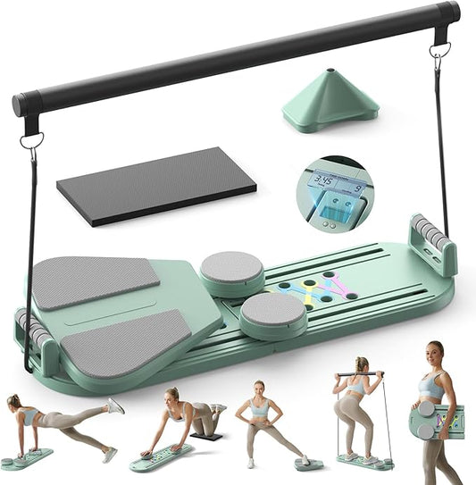 Pilates Board,Pilates Reformer Sets, Multifunctional Abdominal Pilates Board for Home Workout Equipment, Portable Foldable Ab Board Trainer Pilates Exercise Machine,Pilates Board for Women