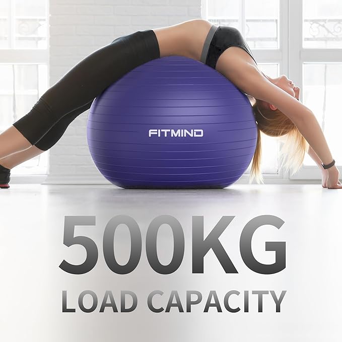 FITMIND_ Extra Thick Exercise Ball Yoga Ball 22in/26in/30in for Workout Pregnancy Stability,Anti-Burst and Slip Resistant Swiss Ball with Pump for Yoga, Pilates, Fitness,Birthing,Physical Therapy