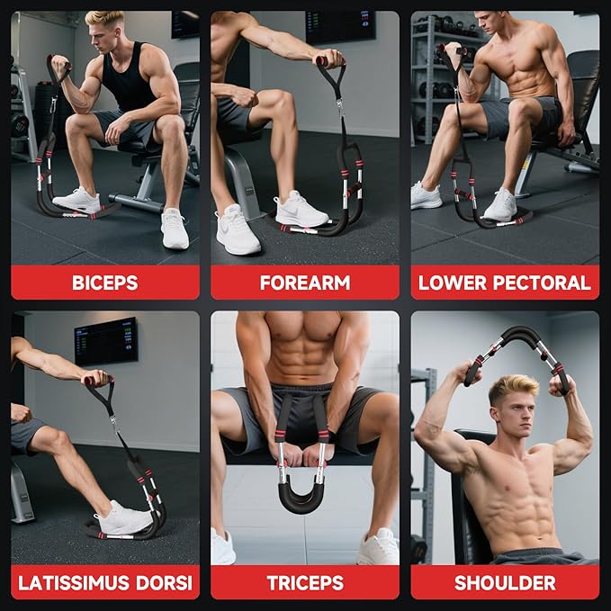 Twister Arm Trainer, Adjustable Chest Workout Equipment 40-130lb, Arm Trainer with 4 Spring, Chest Exerciser for Men, Detachable Power Bar Fitness Machine for Chest Clip Muscle