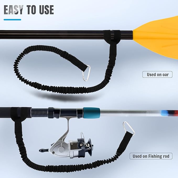 HESTYA 6 Pieces Kayak Paddle Leash Stretchable Paddle Rope Nylon Adjustable Kayak Coiled Rod Leash Lanyard Kayak Traction Rope for Kayak Canoe SUP Paddles Surfboard Fishing Poles Rods Accessories