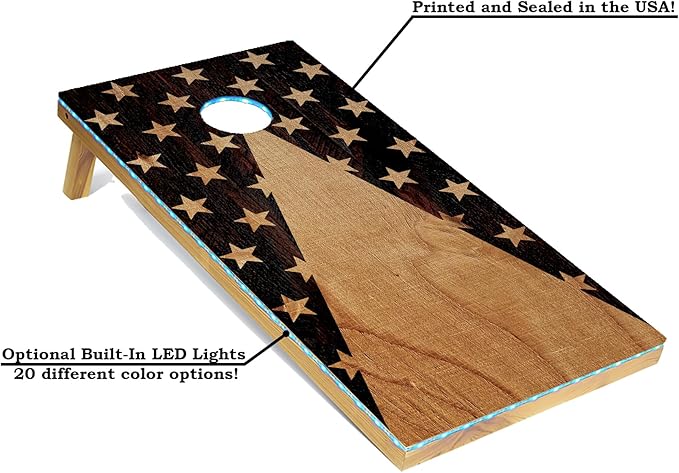Tailgating Pros Cornhole Board Set w/Bean Bags and Carrying Case - 4'x2' Corn Hole Toss - Tournament and Lightweight Options - Optional LED Lights