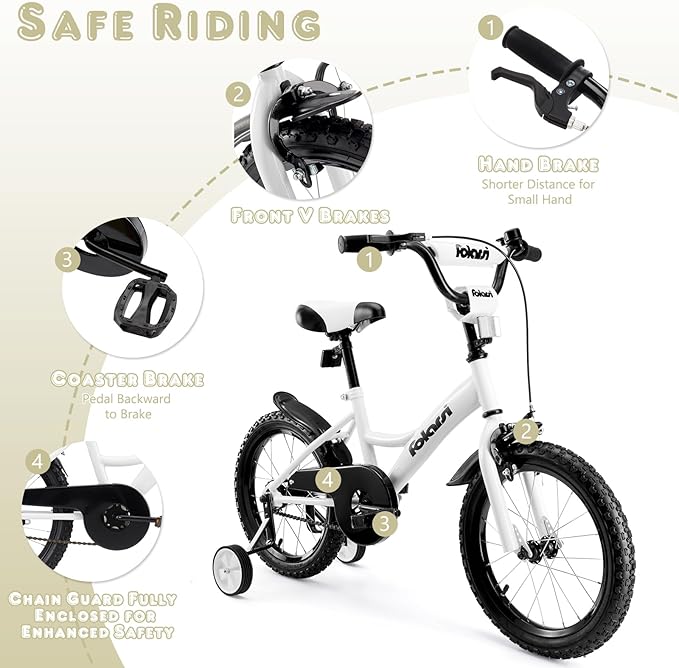 Kids Bike 14 16 18 Inch Bicycle for 3-9 Years Boys Girls Bike，Children's Bicycle with Bell Training Wheels, Multiple Colors