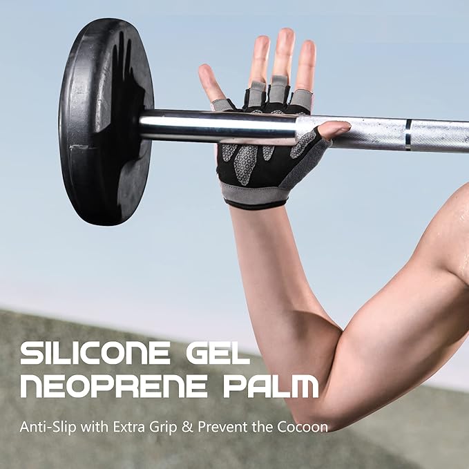 LIFECT Essential Breathable Workout Gloves, Weight Lifting Fingerless Gym Exercise Gloves with Curved Open Back, for Powerlifting, Women and Men