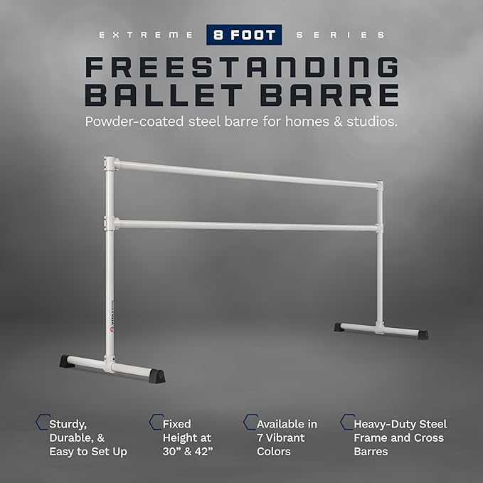 VITA Barre Portable Freestanding Double Ballet Barre, Extreme, Steel | Fixed Height, Made in USA, Home or Gym Exercise Equipment for Kids & Adults | Dance, Fitness, Pilates