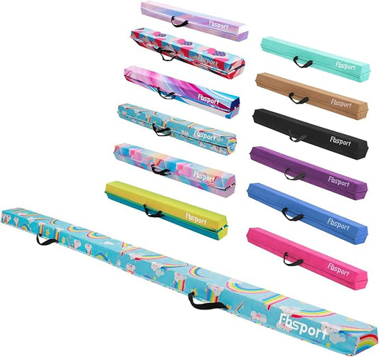 FBSPORT 8ft/6ft Balance Beam: Folding Floor Gymnastics Equipment for Kids Adults,Non Slip Rubber Base, Gymnastics Beam for Training, Practice, Physical Therapy and Professional Home Training