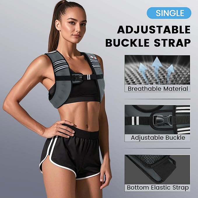 Weighted Vest Woman, 6 LB Womens Weight Vest for Walking, Strength Training Weight Vests for Men, Reflective Stripe Fitness Vest for Workout Running Jogging
