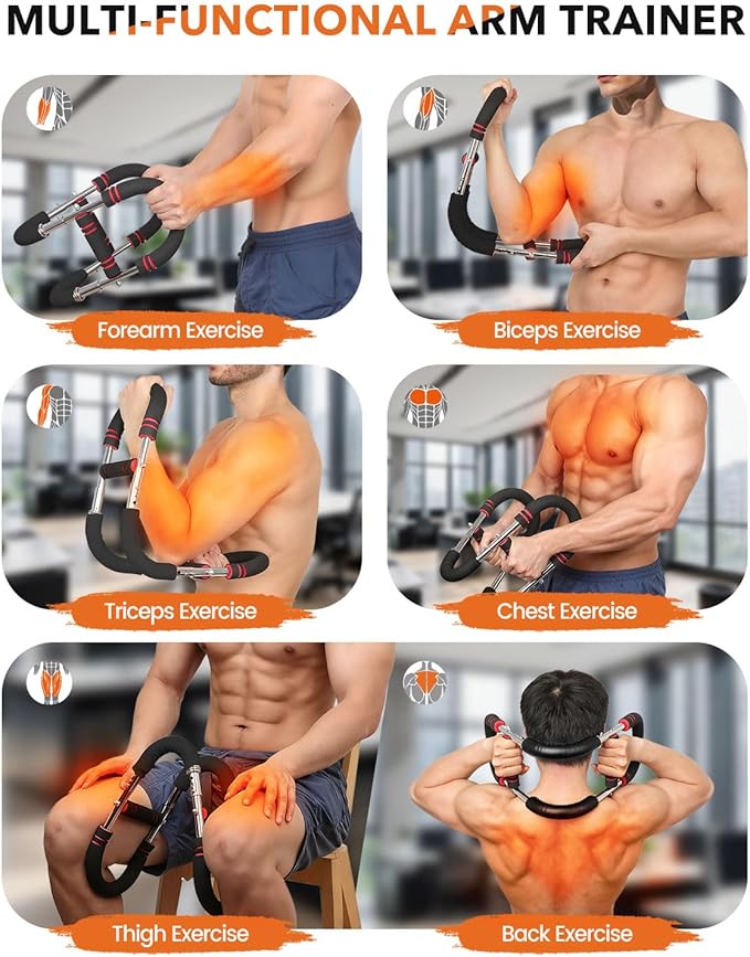 eWonLife Twister Arm Trainer - Adjustable 6 Resistance Level Arm & Chest Workout Equipment for Man Women Arm Trainer Chest Exerciser Portable Home Gym Equipment for Strengthen Upper Body