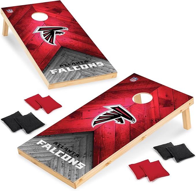 Wild Sports NFL Football 2' x 4' Regulation Size Solid Wood Cornhole Set with Direct Print HD Team Graphics Great Gift for Any Football Fan! Bean Bag Toss Family Outdoor Game