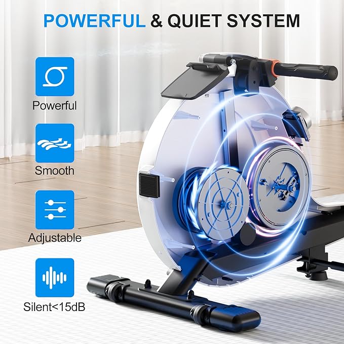 Rowing Machine, Magnetic Rowing Machines for Home with 300lb Weight Capacity, 32-Levels Quiet Adjustable Resistance, Compact Rower Machine with Tablet Holder, Bluetooth&App Compatible