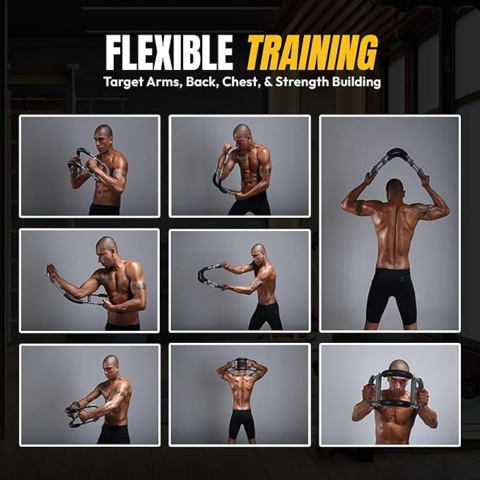 Adjustable Power Twister Bar For Arm Strength, Chest Stength Training Exercise Equipment, Heavy Duty Steel Construction, 66-88 110LBS, Portable Power, Detachable, Home Workout, Fitness.