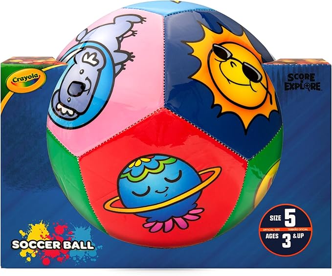 Crayola Score N’ Explore Officially Licensed 5” Color Ball, Interactive Coloring Soccer Ball for Kids, Fun Learning Toy Activity Ball