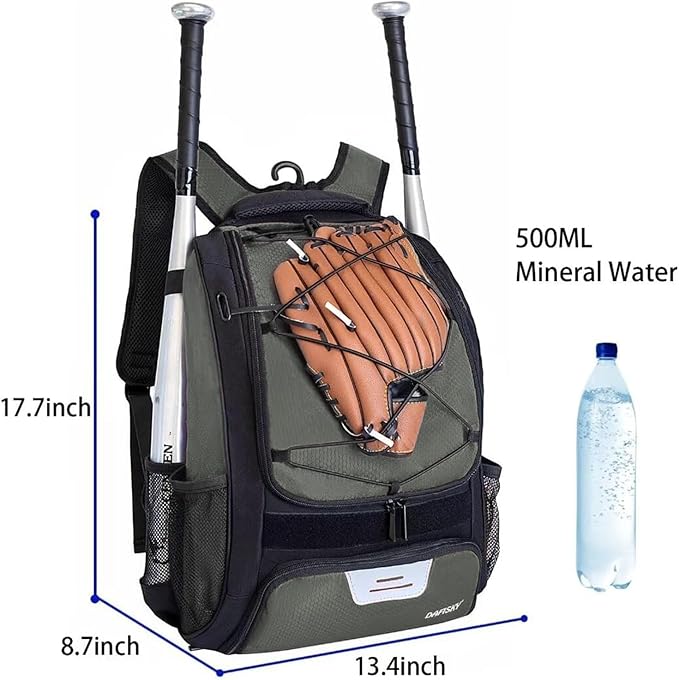 Baseball Bag Softball Backpack - Youth Adult T Ball Bat Equipment Bag with Bat Helmet Holders, Shoe Compartment