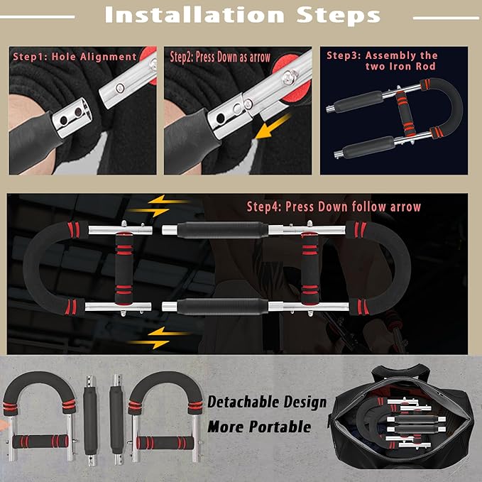 Heavy Duty Twister Arm Trainer for Men, Professional Arm Chest Trainer with No-Rust Chrome Steel & Wrinkle-Free Grips, 66-110lb 5-Level Adjustable Home Gym Workout Equipment