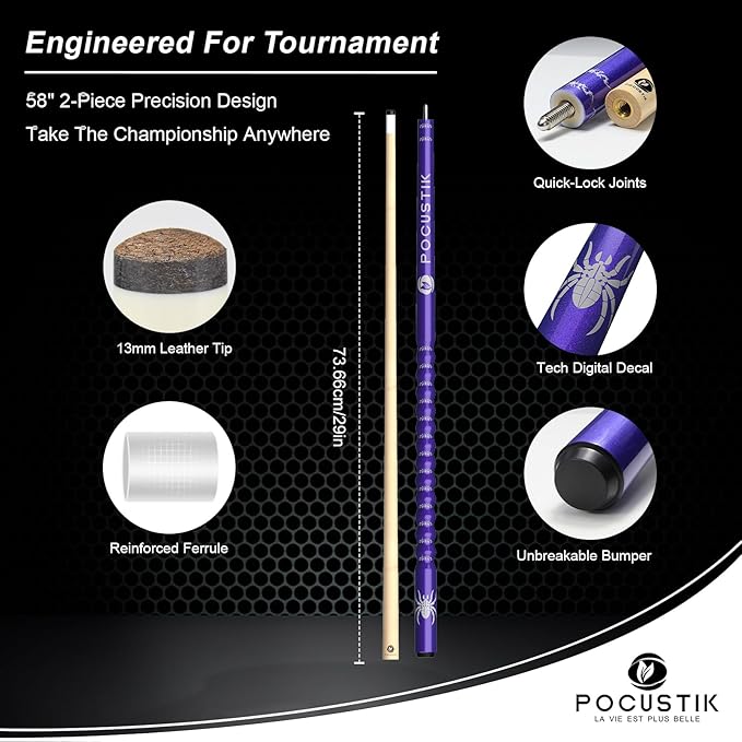 4-Pack Commercial Pool Cue Set - 58" Billiard Sticks 18/19/20/21oz - Hand-Painted Ergonomic Grip, Canadian Maple Shafts, 13mm Tips & 2 Chalks - Complete for Home Bars
