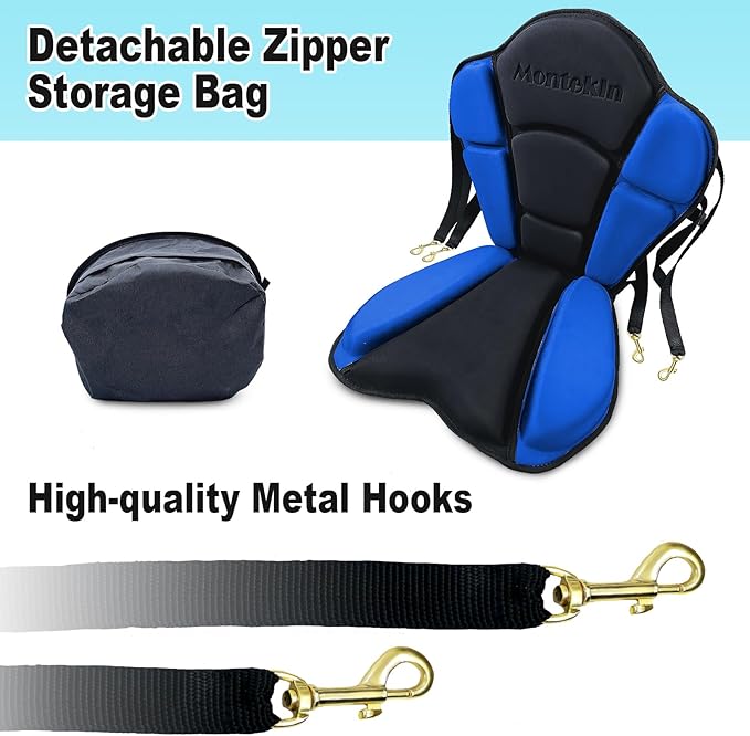 Thickened Kayak Seat with Back Support, Sit On Top Cushioned Canoe Backrest Molded Foam Seat for SUP Paddle Board Fishing Boat Long Trip